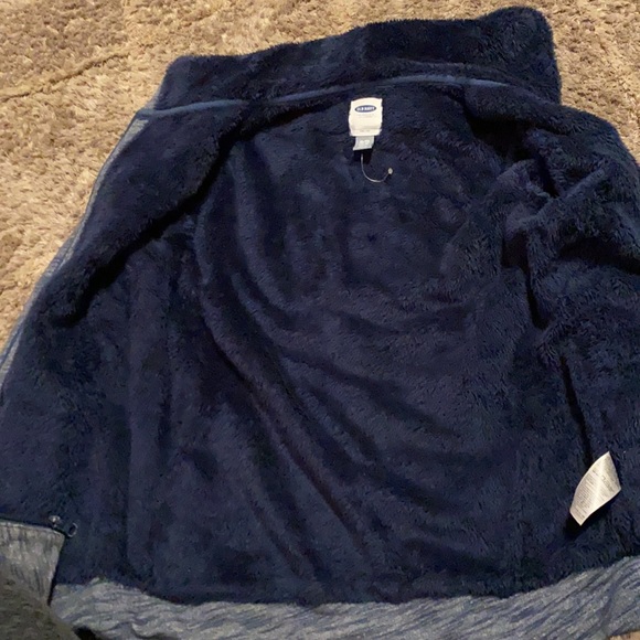 Boys blue/grey fleece lined zip up sweater - Picture 4 of 5